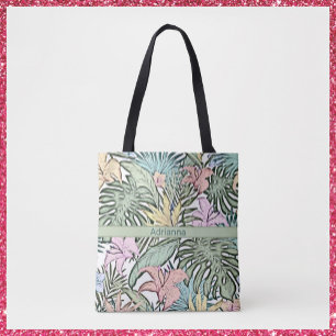 Bolso De Tela Elegante y colorido floral tropical