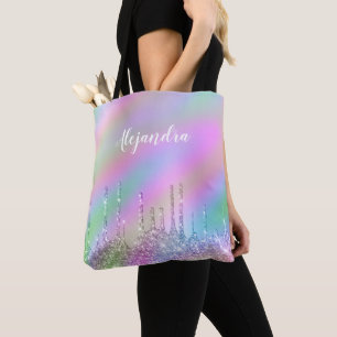 Bolso De Tela Elegante y colorido goteo de purpurinas holográfi