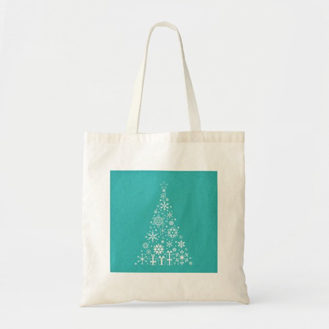 Bolso De Tela Elegante y elegante árbol de Navidad blanco y verd (Frente)
