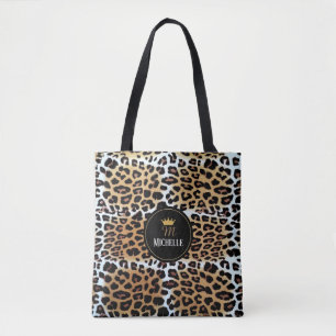 Bolso De Tela Elegante y elegante Corona de impresión Leopardo p