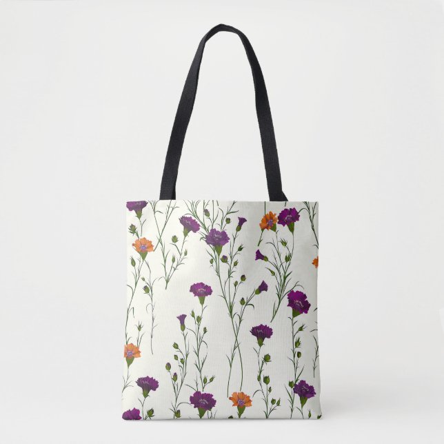 Bolso De Tela Elegante Y Elegante Cute Morado Botánico Floral (Anverso)