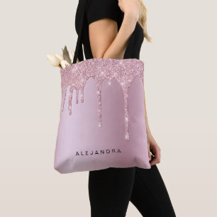 Bolso De Tela Elegante y elegante goteo de purpurina rosa dorado