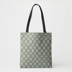 Bolso De Tela Elegante y Estiloso Patrón de Cuadros Gris Azul