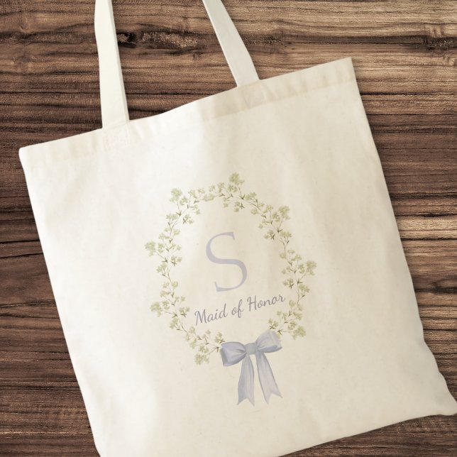 Bolso De Tela Elegante y personalizada empleada inicial de honor (Cute initial tote for maid of honor.)