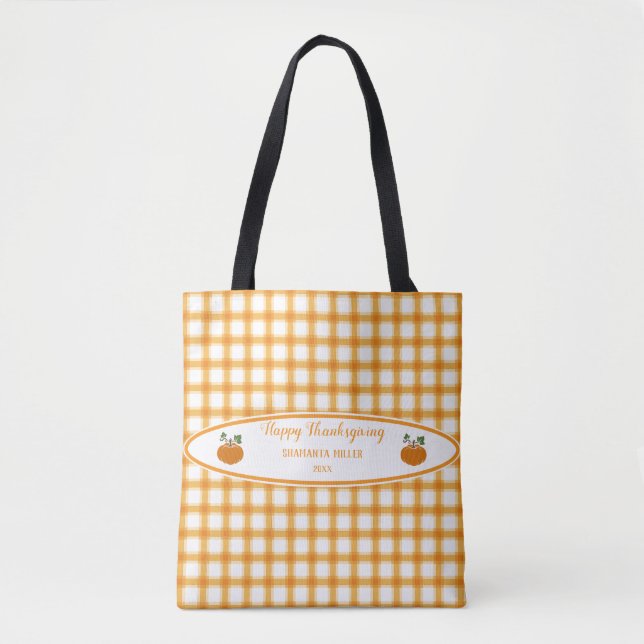 Bolso De Tela Elegantes calabazas de papel de Naranja amarillo d (Anverso)