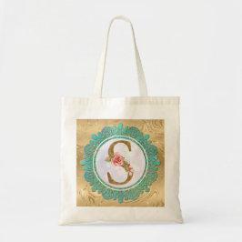 Bolso De Tela Elegantes cartas iniciales en monograma con Mandal