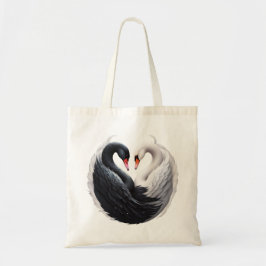 Bolso De Tela Elegantes cisnes forjando un corazón juntos.