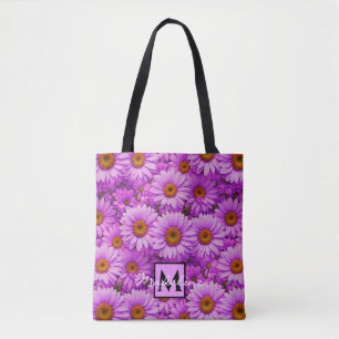 Bolso De Tela Elegantes daisias florales de magenta rosa oscuro