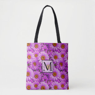 Bolso De Tela Elegantes daisias florales de magenta rosa oscuro