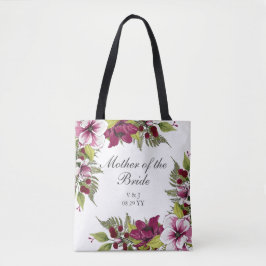 Bolso De Tela Elegantes florales blancos magenta y botánicos ver
