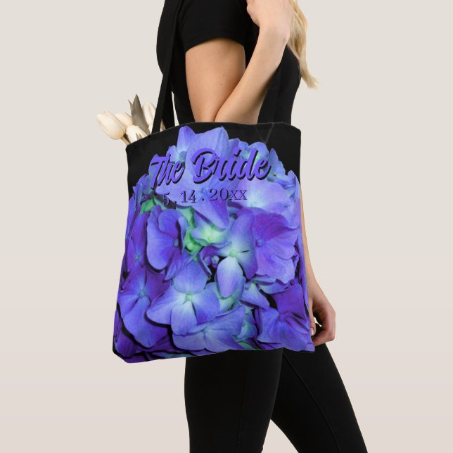 Bolso De Tela Elegantes florales púrpuras hidrangeas a la Novia (Detalle)