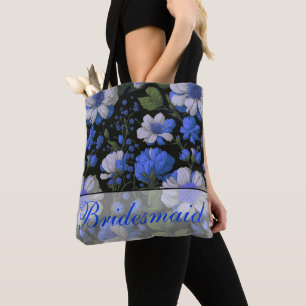 Bolso De Tela Elegantes flores retro elegantes de color blanco a