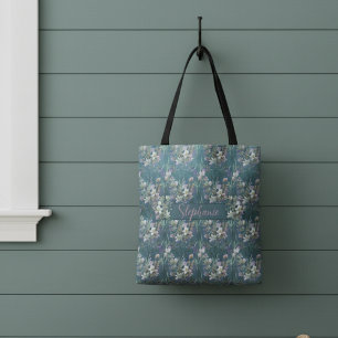 Bolso De Tela Elegantes Flores Silvestres Rústicas En Monograma