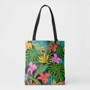 Bolso De Tela Elegantes hojas tropicales de verano coloridas  