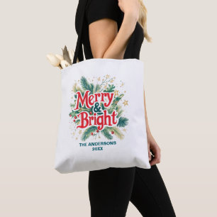 Bolso De Tela Elegantes Navidades coloridos Gigante Fiesta blanc