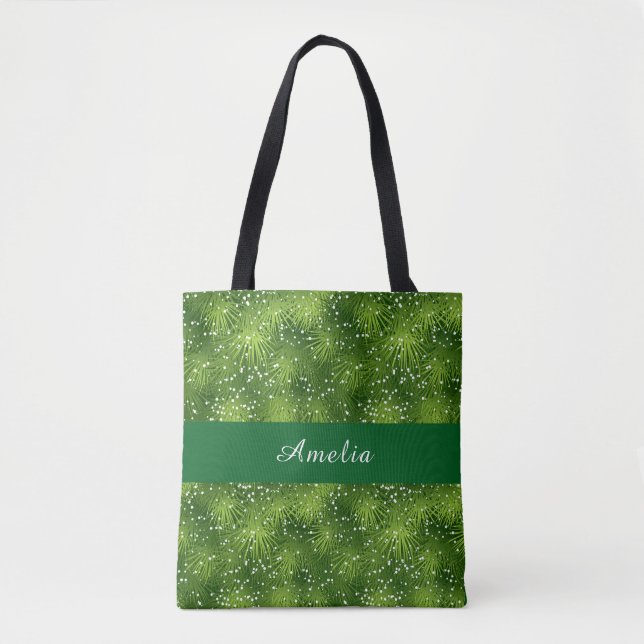 Bolso De Tela Elegantes Navidades verdes personalizados (Anverso)