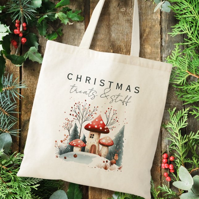 Bolso De Tela Elegantes Navidades Winter Woodland Mushrooms (Subido por el creador)