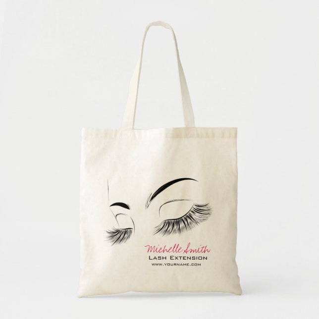 Bolso De Tela Elegantes pestañas negras y blancas dibujando barr (Frente)