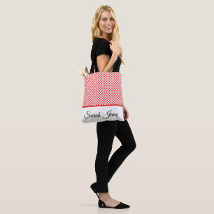 Bolso De Tela Elegantes puntos de polka blancos y rojos