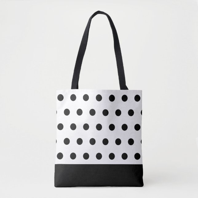 Bolso De Tela Elegantes puntos de polka negro (Anverso)