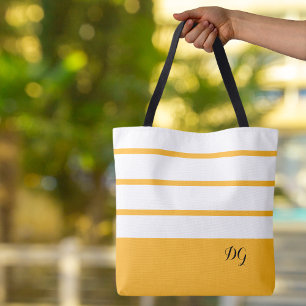 Bolso De Tela Elegantes rayas modernas en negrita Monograma Amar