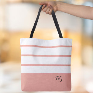 Bolso De Tela Elegantes rayas modernas y negritas monograma inic
