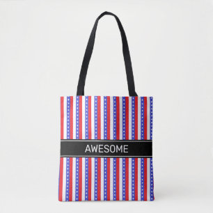 Bolso De Tela Elegantes rayas verticales azules rojas blancas