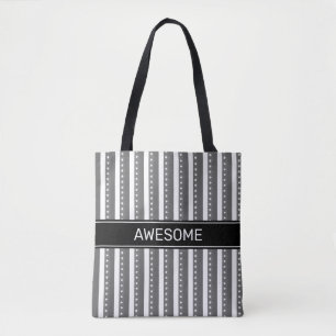 Bolso De Tela Elegantes rayas verticales grises blancas