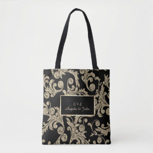 Bolso De Tela Elegantes remolinos de brillo dorado