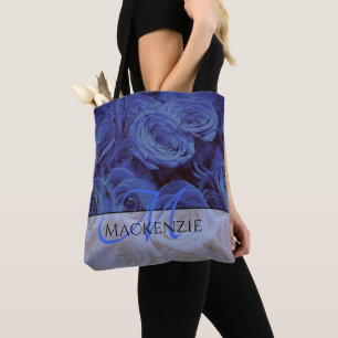 Bolso De Tela Elegantes rosas azul oscuro flores azules florales