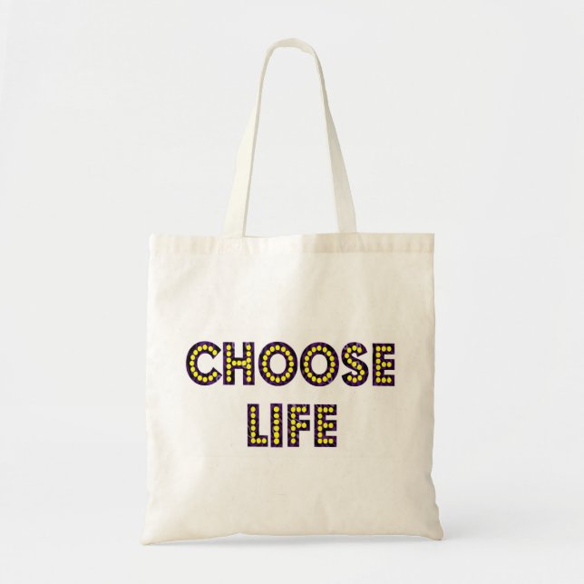 Bolso De Tela Elegir letras de neón de vida (Frente)