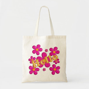 Bolso De Tela Elemento rosado floral. Hola
