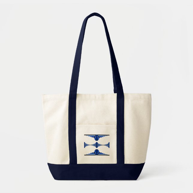 Bolso De Tela Elementos Art deco en azul oscuro (Frente)