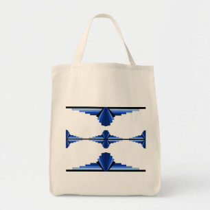 Bolso De Tela Elementos Art deco en azul oscuro