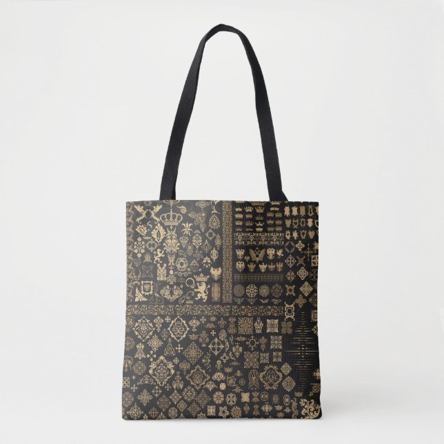 Bolso De Tela Elementos barrocos: patrón de mega set. (Anverso)