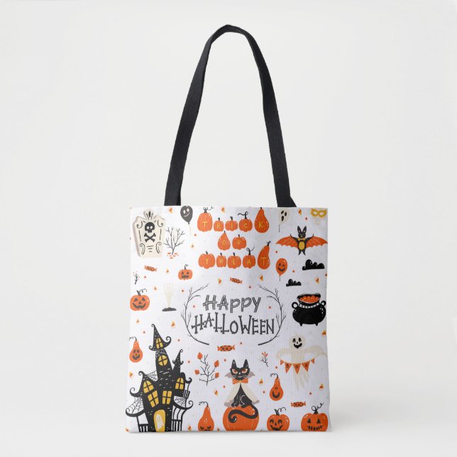 Bolso De Tela Elementos de diseño de Halloween. Clases de Hallow (Anverso)