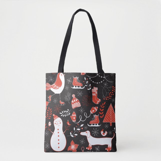 Bolso De Tela Elementos De Invierno: Mano Corta. (Anverso)