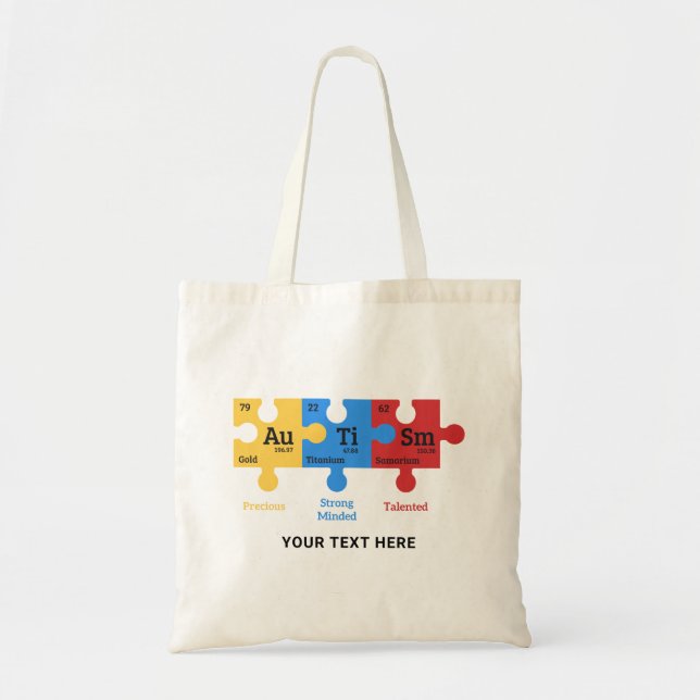 Bolso De Tela Elementos de tabla periódica de autismo personaliz (Frente)