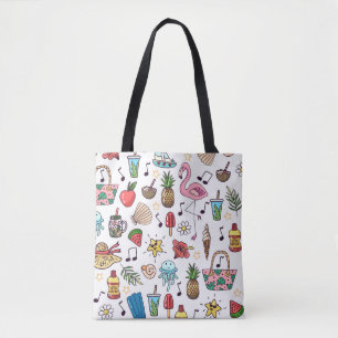 Bolso De Tela Elementos de verano Vintage Patrón sin costura