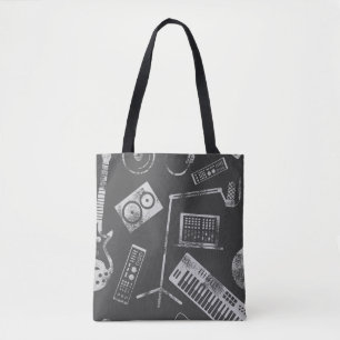 Bolso De Tela Elementos musicales: fondo inmaculado vintage.