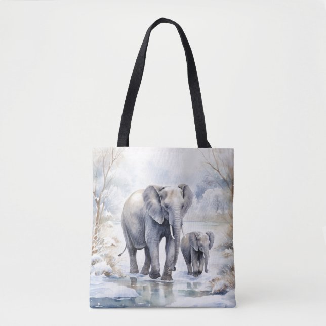 Bolso De Tela Elephant and Baby (Anverso)