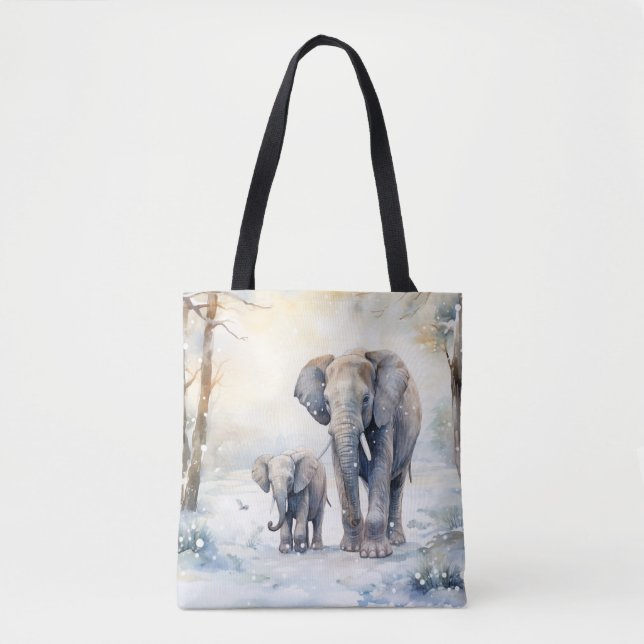 Bolso De Tela Elephant and Baby (Anverso)