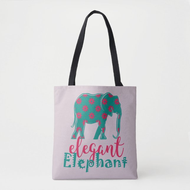 Bolso De Tela Elephant Elegant Floral Funny Ladylike Silhouette (Anverso)