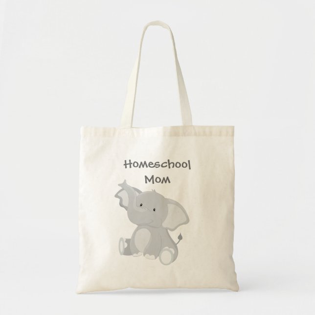 Bolso De Tela Elephant Homeschool Mom (Frente)