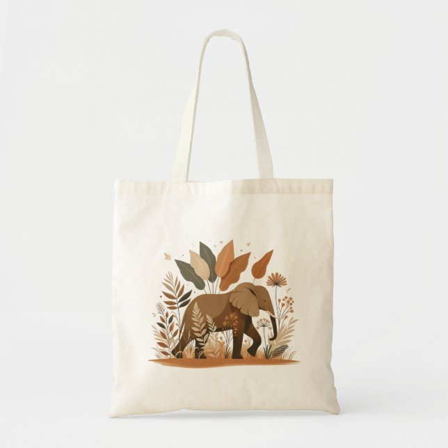 Bolso De Tela Elephant in Botanical Jungle – Elefante en Selva B (Frente)