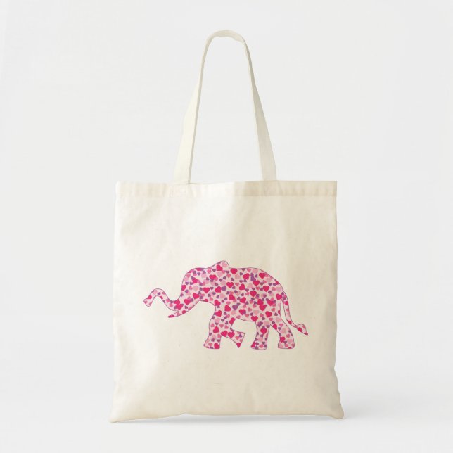 Bolso De Tela Elephant-Pink-Hearts (1) (Frente)
