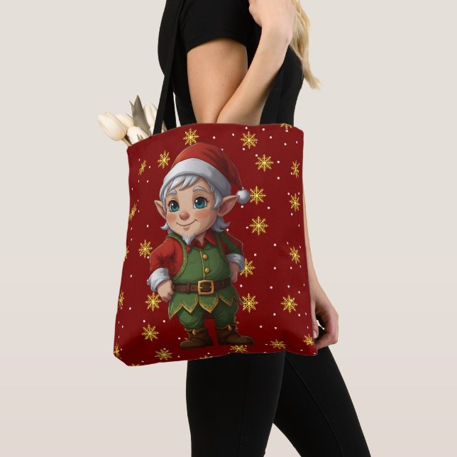 Bolso De Tela Elf de modo navidad (Detalle)