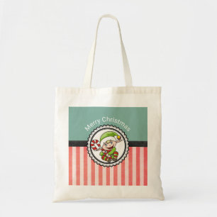 Bolso De Tela Elf de Navidades con Candy Cane Feliz Navidad