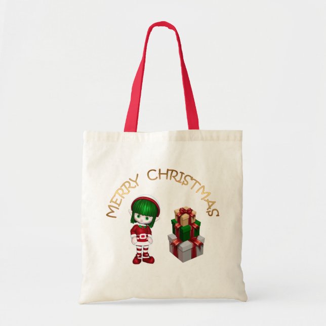 Bolso De Tela Elf Navidades Cute (Frente)