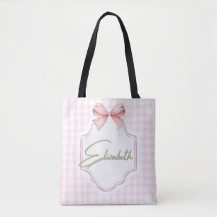 Bolso De Tela Elizabeth Baby Nursery Gingham Personalizada